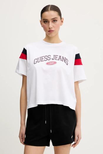 Bavlnené tričko Guess Jeans dámske, biela farba, W5GI21 K8HM0