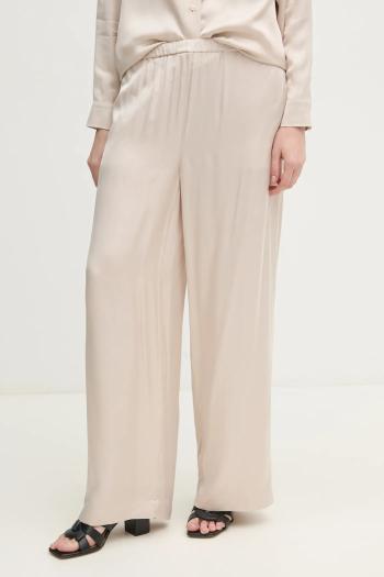 Nohavice Calvin Klein Jeans dámske, béžová farba, široké, vysoký pás, J20J224845