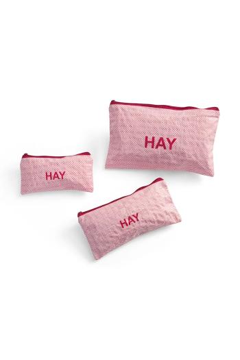 Sada organizérov HAY Candy Mono Wash Bag 3-pak ružová farba