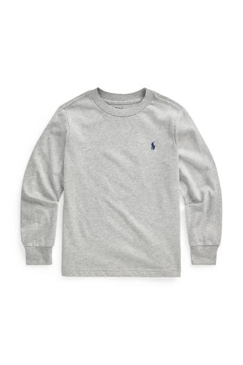 Detská bavlnená košeľa s dlhým rukávom Polo Ralph Lauren šedá farba, melanžová, 322843804005