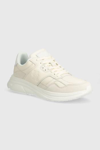 Kožené tenisky Tommy Hilfiger MODERN RUNNER BEST LTH MIX béžová farba, FM0FM04938