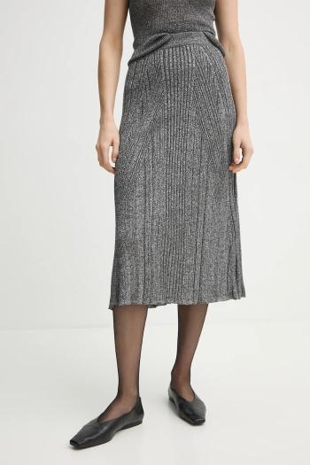 Sukňa AERON MOSSY šedá farba, midi, áčkový strih, SK233562