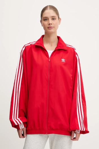 Mikina adidas Originals Oversized Tracktop dámska, červená farba, s nášivkou, JD3393