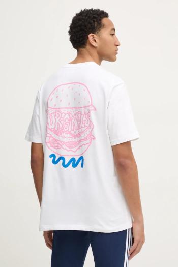 Bavlnené tričko adidas Originals Q12 TS STREET B pánske, béžová farba, s potlačou, JD0677