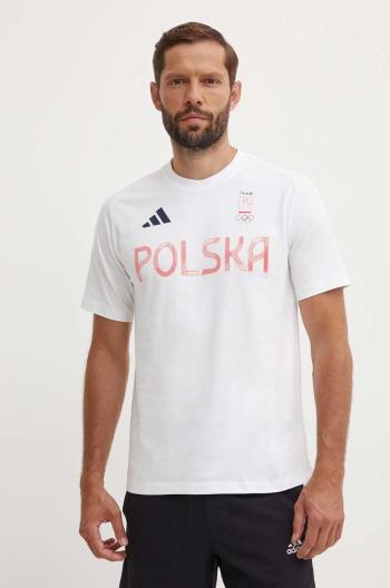 Tričko adidas Performance Polska pánske, biela farba, s potlačou, JF6672