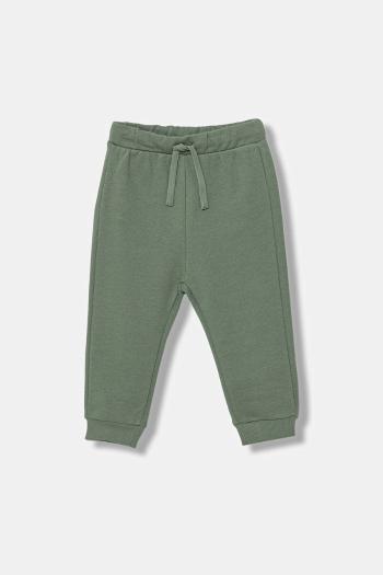 Detské bavlnené tepláky United Colors of Benetton zelená farba, jednofarebné, 3J70GF010
