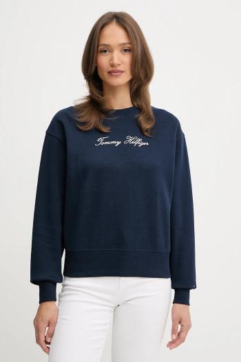 Mikina Tommy Hilfiger tmavomodrá farba, s nášivkou, WW0WW47159