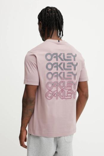 Bavlnené tričko Oakley REPEATED pánske, ružová farba, jednofarebné, FOA406852