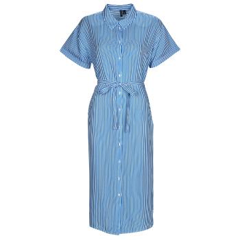 Vero Moda  VMBUMPY SS CALF SHIRT DRESS NOOS  Dlhé šaty Modrá