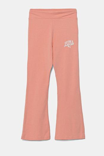 Detské legíny Puma CLASS High Waist Flared Leggings oranžová farba, s potlačou, 685870