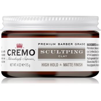 Cremo Hair Styling Sculpting Clay High Hold argilă styling cu fixare foarte puternică pentru bărbați 113 g