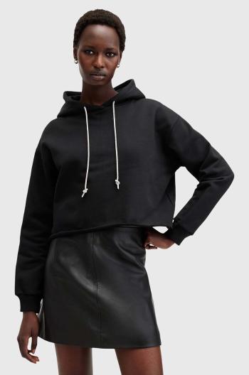 Bavlnená mikina AllSaints PIPPA SPARKLE HOODY dámska, čierna farba, s kapucňou, jednofarebná, W117JB