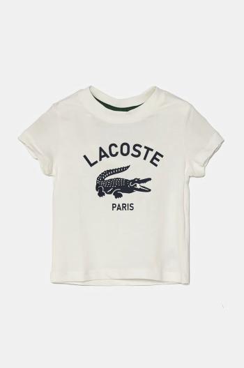 Detské bavlnené tričko Lacoste biela farba, s potlačou, TJ3003