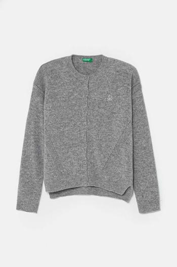 Detský vlnený kardigan United Colors of Benetton šedá farba, tenký, 1244C500N