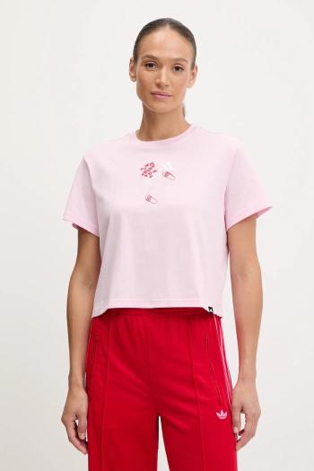 Bavlnené tričko adidas W MINI dámske, ružová farba, JV6088