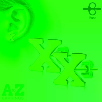 Oceľové náušnice v medenej farbe - písmeno abecedy "X", puzetky