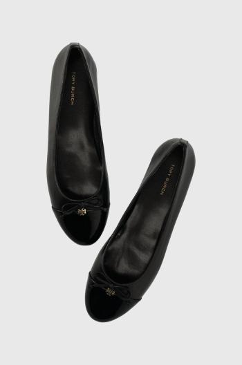 Kožené balerínky Tory Burch CAP-TOE BALLET čierna farba, 154511-004