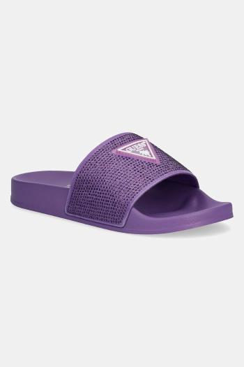 Šľapky Guess BEACH SLIPPERS STRASS dámske, fialová farba, E4GZ25 BB00F