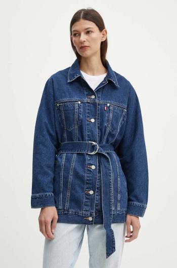 Rifľová bunda Levi's dámska, tmavomodrá farba, prechodná, oversize, A9368