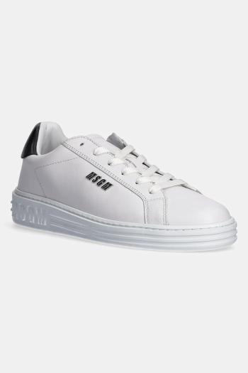 Kožené tenisky MSGM biela farba, 3841MDS506