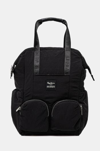Ruksak Pepe Jeans WHITNEY BLOSSOM dámsky, čierna farba, veľký, jednofarebný, PL031649