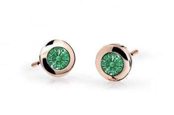 Cutie Jewellery Detské náušnice z ružového zlata C1537-30-X-4 zelená