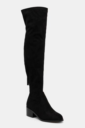 Vysoké čižmy Steve Madden Courtside dámske, čierna farba, na podpätku, SM11003345