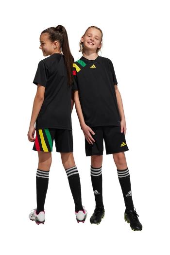 Detské krátke nohavice adidas Performance FORTORE23 SHO Y čierna farba, vzorované, nastaviteľný pás IK5728
