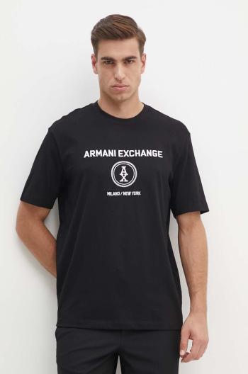 Bavlnené tričko Armani Exchange pánske, čierna farba, s nášivkou, 6DZTLC ZJ9JZ