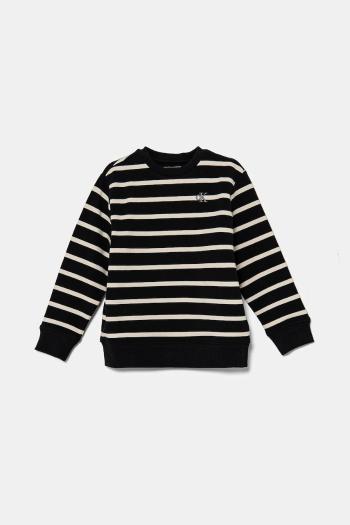 Detská mikina Calvin Klein Jeans čierna farba, vzorovaná, IN0IN00285