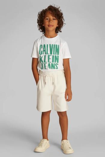 Detské krátke nohavice Calvin Klein Jeans béžová farba, IB0IB02433