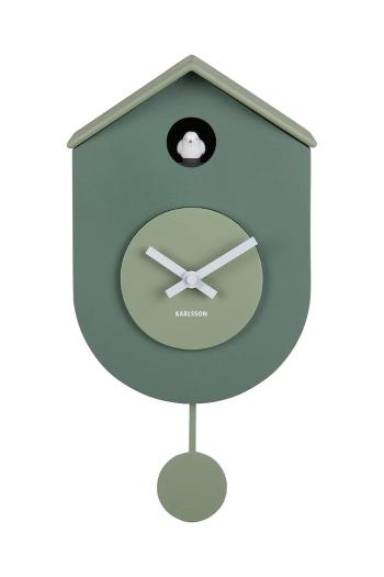 Kyvadlové hodiny Karlsson Grato Cuckoo 33 cm zelená farba