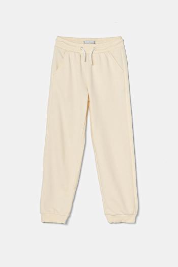 Detské tepláky Tommy Hilfiger béžová farba, jednofarebné, KG0KG08325