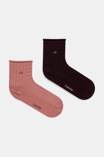 Ponožky Calvin Klein 2-pak dámske, bordová farba, 701229681