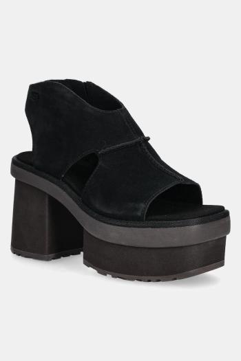 Semišové sandále UGG New Heights Platform čierna farba, 1167479-BLK