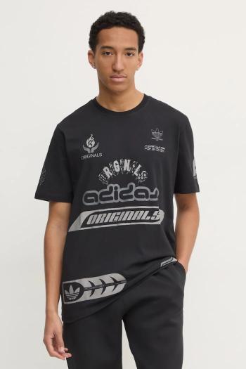 Bavlnené tričko adidas Originals Q12 TS SPONSOR pánske, čierna farba, s potlačou, JP2676