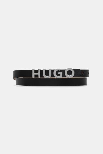 Kožený opasok HUGO dámsky, čierna farba, 50536876