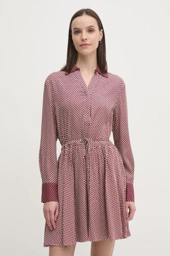 Šaty Tommy Hilfiger bordová farba, mini, áčkový strih, WW0WW44020