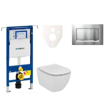 Cenovo zvýhodnený závesný WC set Geberit do ľahkých stien / predstenová montáž + WC Ideal Standard Tesi 111.355.00.5NE7