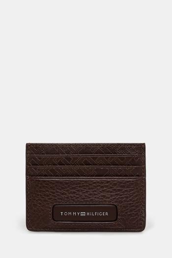 Kožené puzdro na karty Tommy Hilfiger hnedá farba, AM0AM13250