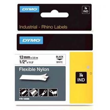 Dymo Rhino 18488, S0718100, 12mm x 3,5m čierna tlač / biely podklad, originálna páska