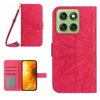 ART SUNFLOWER Peňaženkový obal so šnúrkou pre Motorola Edge 60 tmavoružový