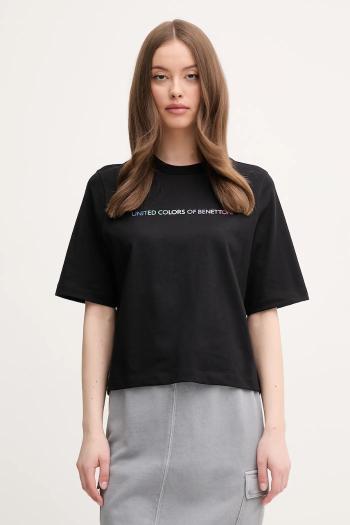 Bavlnené tričko United Colors of Benetton dámske, čierna farba, 3BL0D109D
