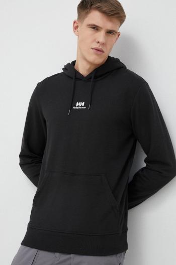 Mikina Helly Hansen YU HOODIE 2.0 pánska, čierna farba, s kapucňou, jednofarebná, 53582