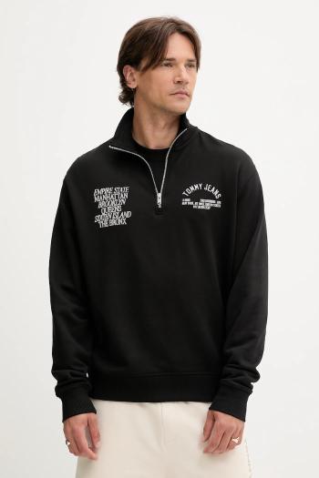 Bavlnená mikina Tommy Jeans čierna farba, vzorovaná, DM0DM21797