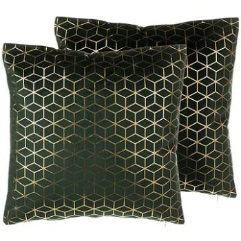 BELIANI, Sada 2 zamatových vankúšov geometrický vzor 45 × 45 cm zelená CELOSIA, 199773 (beliani_199773)