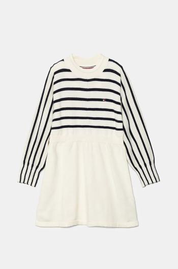 Dievčenské šaty Tommy Hilfiger béžová farba, mini, áčkový strih, 8720637746035