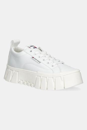 Tenisky Tommy Jeans FLATFORM SNEAKER NYLON biela farba, EN0EN02793