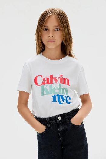 Detské bavlnené tričko Calvin Klein Jeans biela farba, IG0IG02991