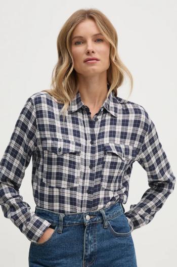 Košeľa Pepe Jeans POLIVIA dámska, tmavomodrá farba, regular, s klasickým golierom, PL304938